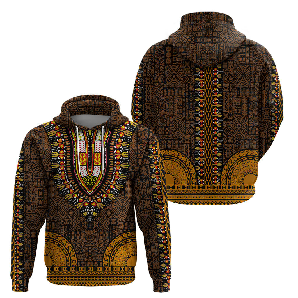 African Dashiki Hoodie With Tapa Pattern Gold LT9 - Polynesian Pride