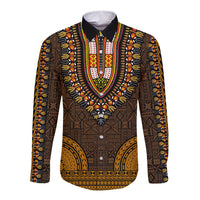 African Dashiki Long Sleeve Button Shirt With Tapa Pattern - Gold LT9 Unisex Gold - Polynesian Pride