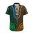 African Dashiki Hawaiian Shirt With Tapa Pattern - Half Green and Gold LT9 Green and Gold - Polynesian Pride