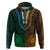 African Dashiki Hoodie With Tapa Pattern Half Green and Gold LT9 Pullover Hoodie Green and Gold - Polynesian Pride