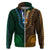 African Dashiki Hoodie With Tapa Pattern Half Green and Gold LT9 Zip Hoodie Green and Gold - Polynesian Pride