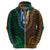 African Dashiki Hoodie With Tapa Pattern Half Green and Gold LT9 - Polynesian Pride