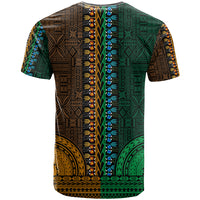 African Dashiki T Shirt With Tapa Pattern Half Green and Gold LT9 - Polynesian Pride