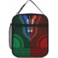 African Dashiki With Tapa Pattern - Green Red Lunch Bag LT9 10.2 × 8.3 × 4.3 inch Green and Red - Polynesian Pride