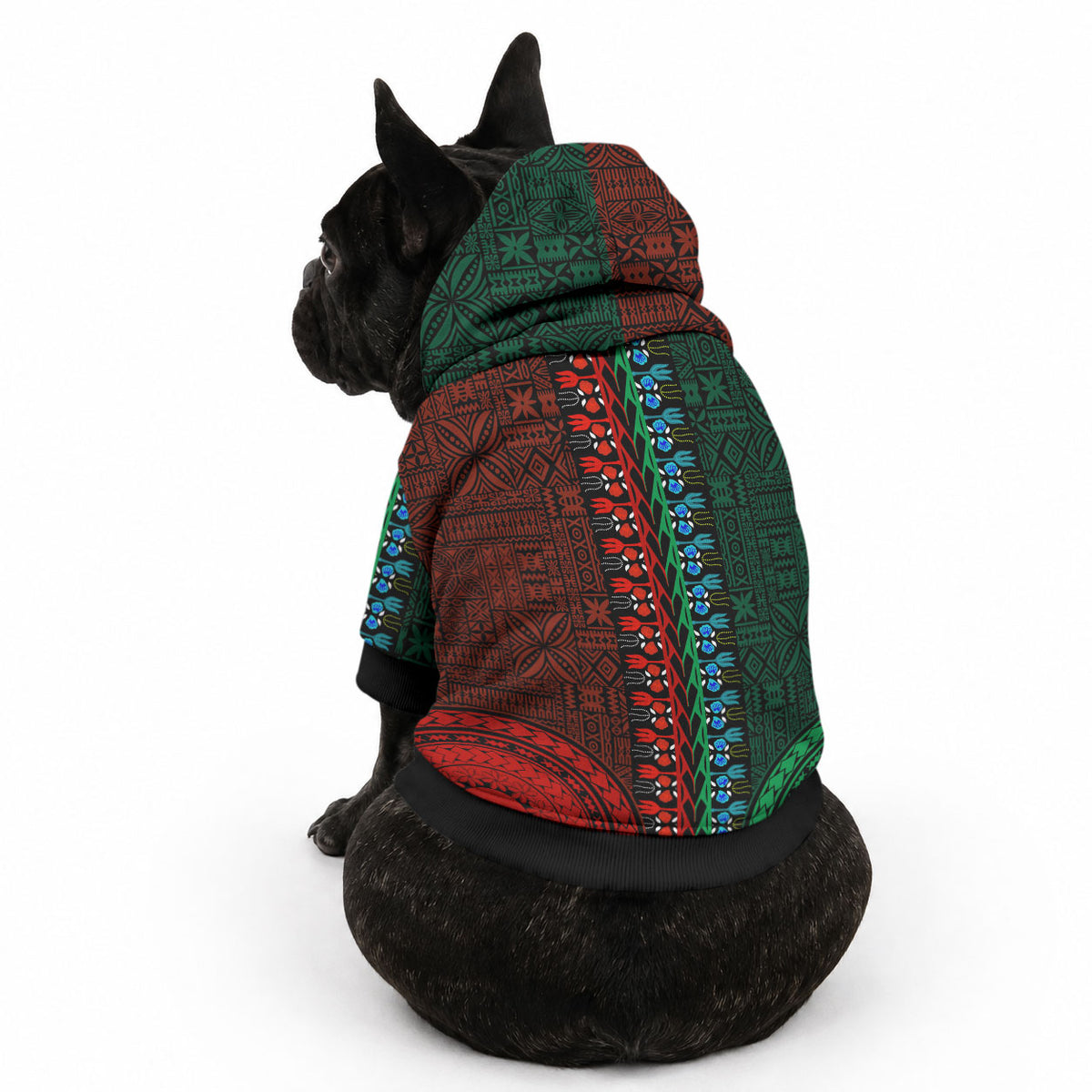 African Dashiki With Tapa Pattern - Green Red Pet Hoodie LT9 - Polynesian Pride