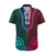 African Dashiki Hawaiian Shirt With Tapa Pattern - Half Teal and Pink LT9 Teal and Pink - Polynesian Pride