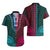 African Dashiki Hawaiian Shirt With Tapa Pattern - Half Teal and Pink LT9 - Polynesian Pride