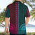 African Dashiki Hawaiian Shirt With Tapa Pattern - Half Teal and Pink LT9 - Polynesian Pride