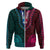 African Dashiki Hoodie With Tapa Pattern Half Teal and Pink LT9 Zip Hoodie Teal and Pink - Polynesian Pride