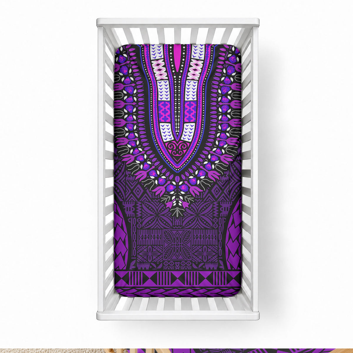 African Dashiki With Tapa Pattern - Purple Baby Bed Cover LT9 28 × 52 in Purple - Polynesian Pride