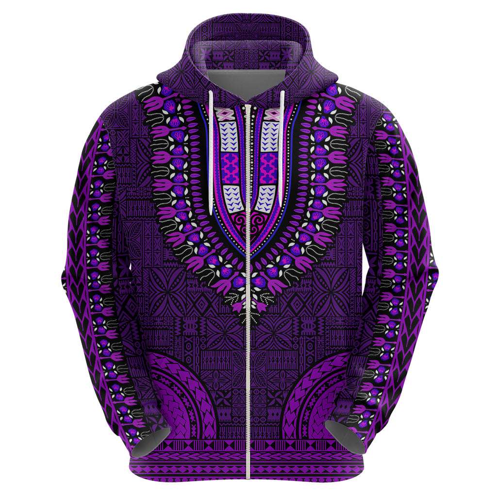 African Dashiki Hoodie With Tapa Pattern Purple LT9 - Polynesian Pride