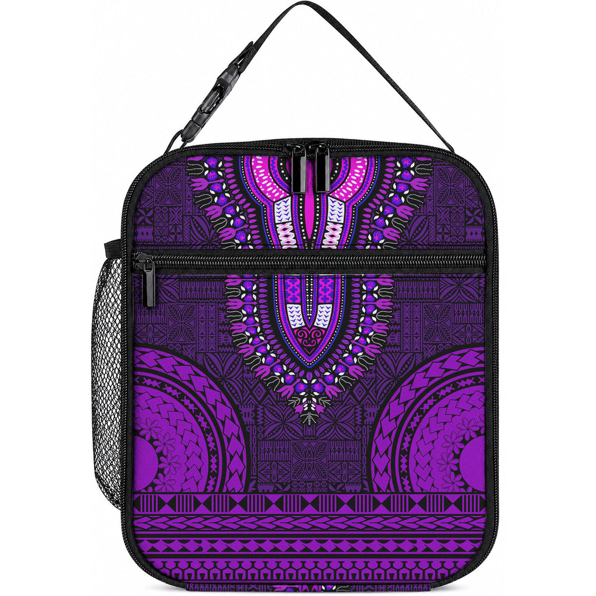 African Dashiki With Tapa Pattern - Purple Lunch Bag LT9 10.2 × 8.3 × 4.3 inch Purple - Polynesian Pride