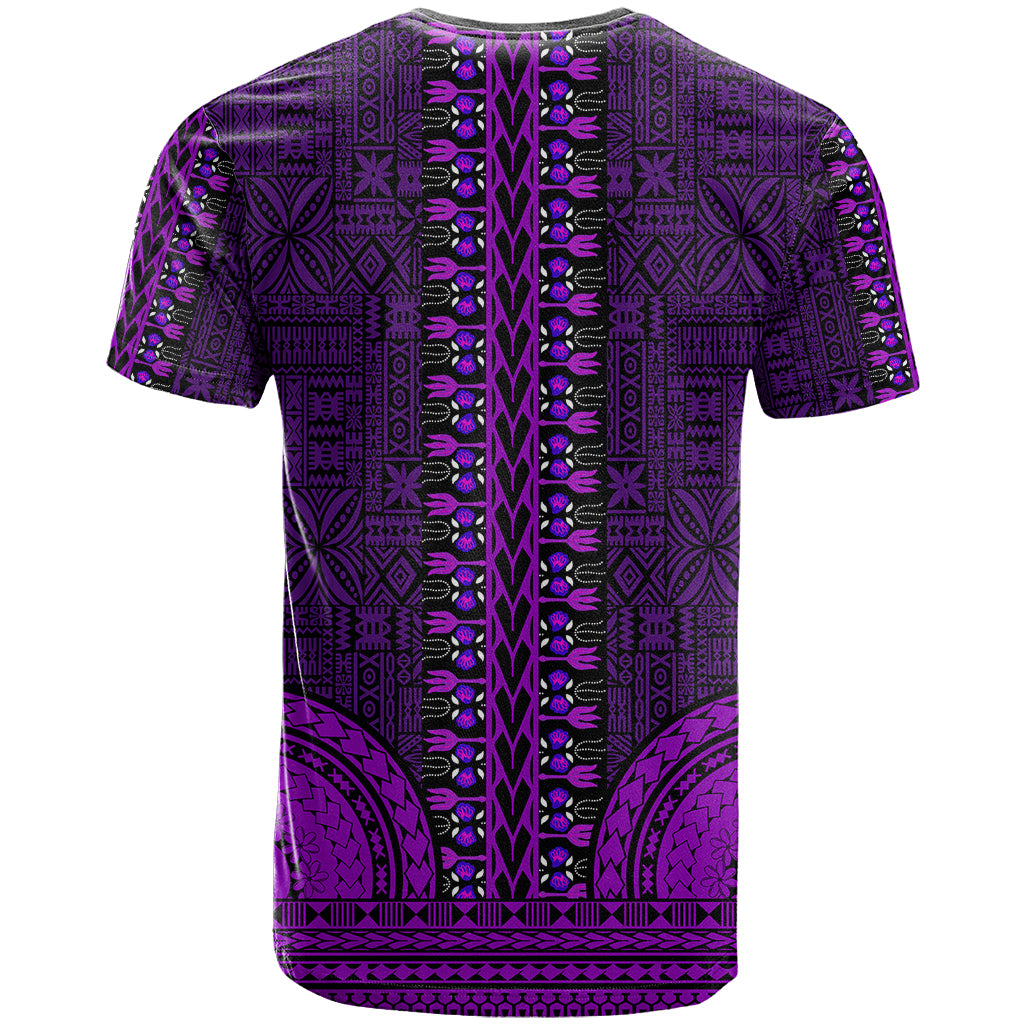 African Dashiki T Shirt With Tapa Pattern Purple LT9 - Polynesian Pride
