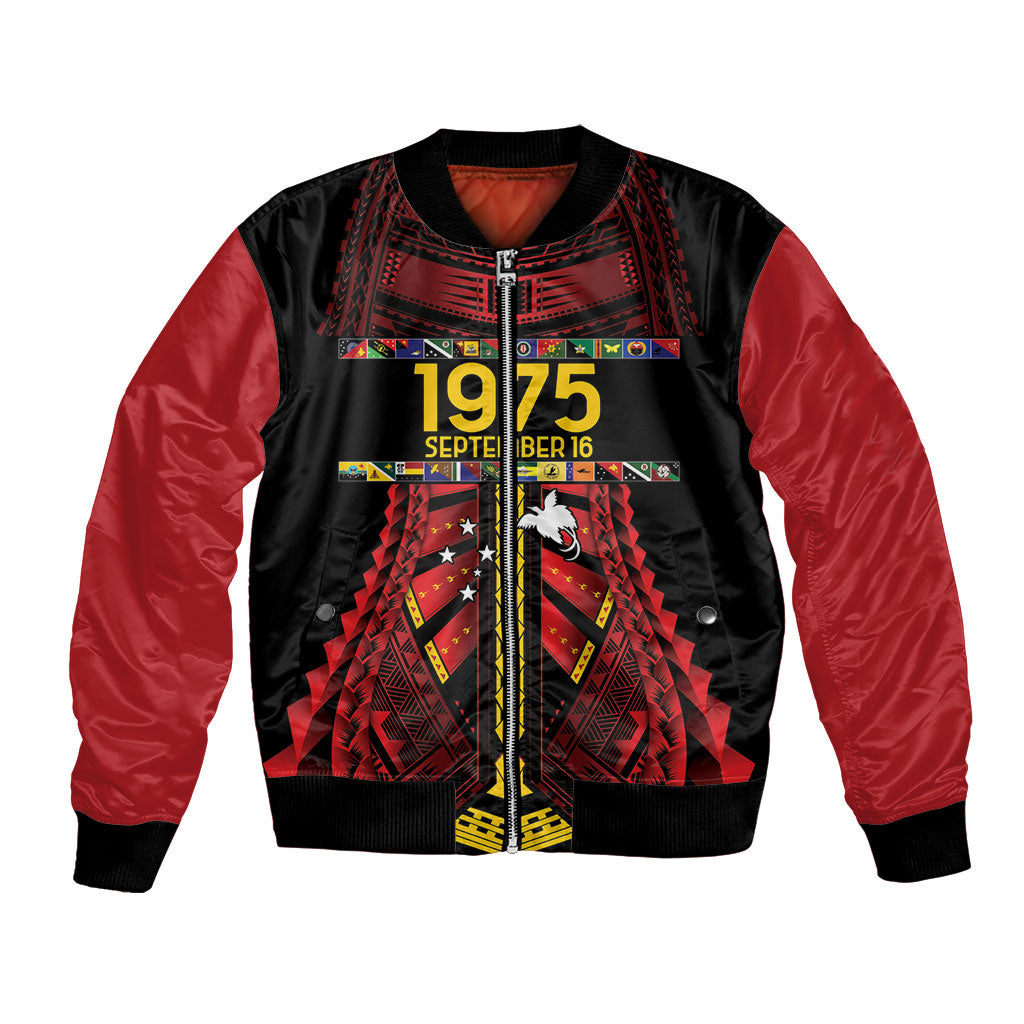 Independen Stet bilong Papua Niugini 1975 Bomber Jacket Red Tribal Papua New Guinea Province Flag LT9 Unisex Red - Polynesian Pride