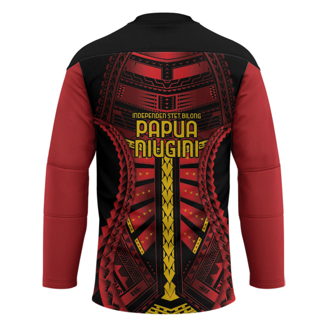 Independen Stet bilong Papua Niugini 1975 Hockey Jersey Red Tribal Papua New Guinea Province Flag LT9 - Polynesian Pride