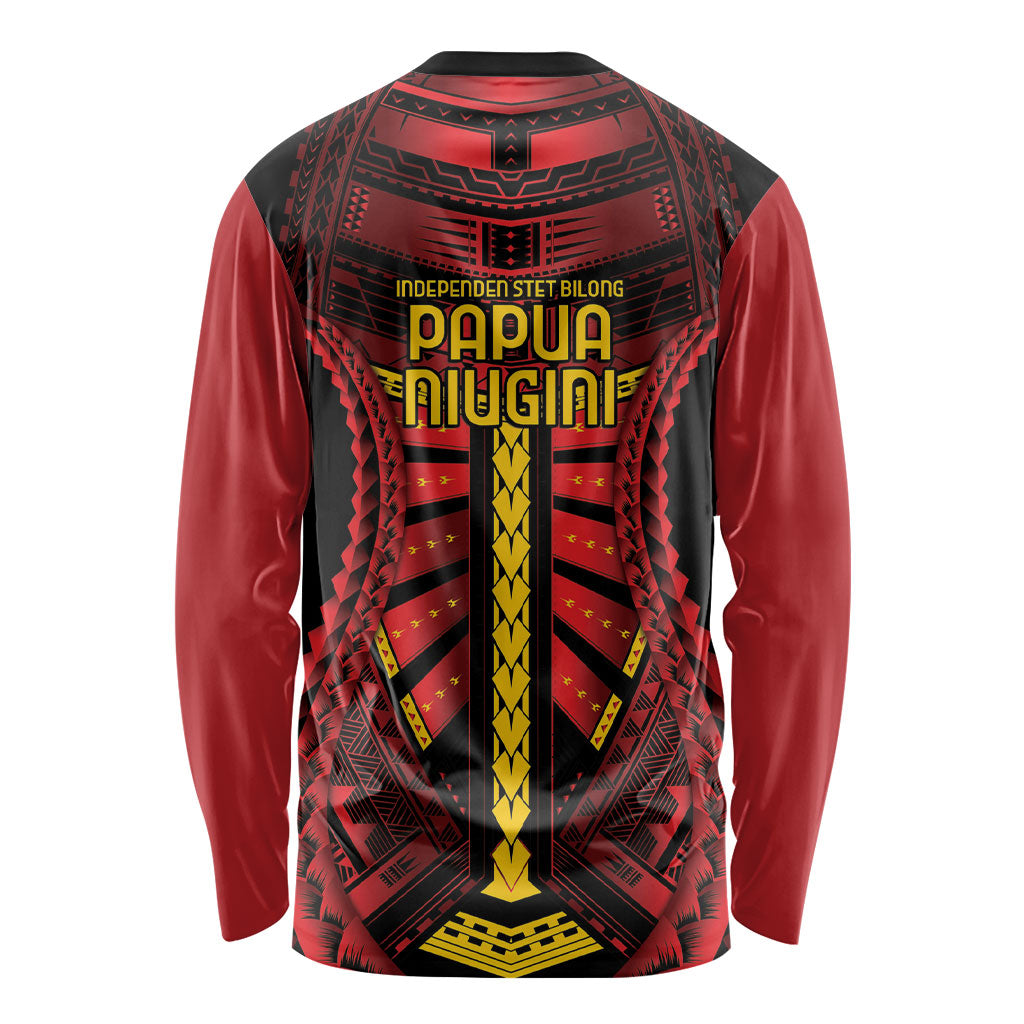 Independen Stet bilong Papua Niugini 1975 Long Sleeve Shirt Red Tribal Papua New Guinea Province Flag LT9 - Polynesian Pride