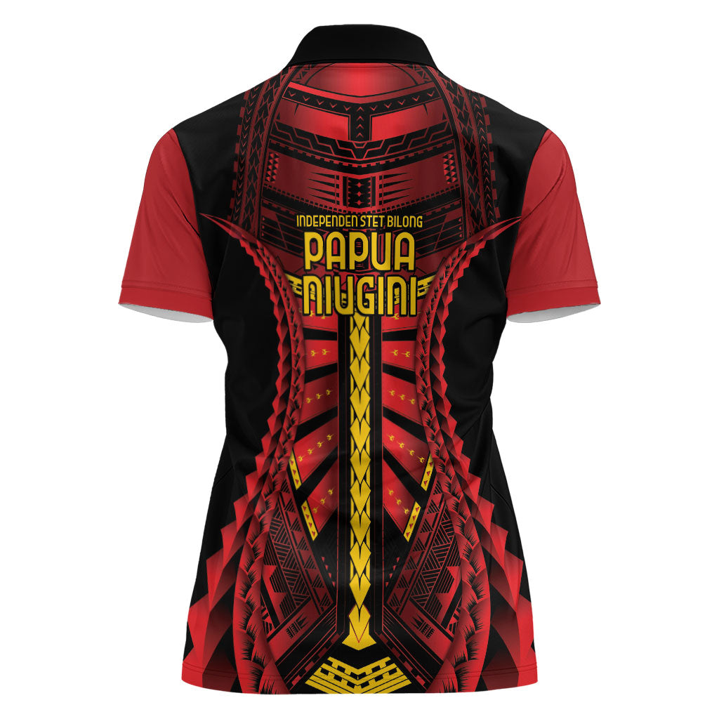 Independen Stet bilong Papua Niugini 1975 Women Polo Shirt Red Tribal Papua New Guinea Province Flag LT9 - Polynesian Pride