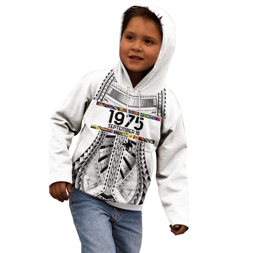 Independen Stet bilong Papua Niugini 1975 Kid Hoodie White Tribal Papua New Guinea Province Flag LT9 - Polynesian Pride