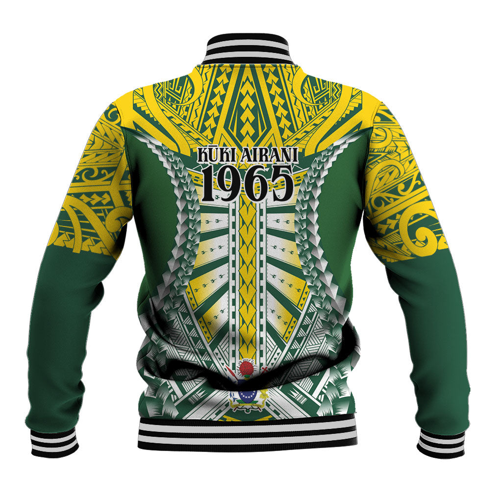Cook Islands 1965 National Pride Baseball Jacket Green Yellow Tribal Pattern LT9 - Polynesian Pride