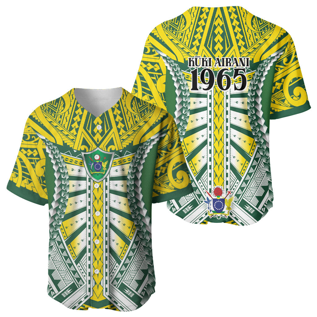 Cook Islands 1965 National Pride Baseball Jersey Green Yellow Tribal Pattern LT9 - Polynesian Pride