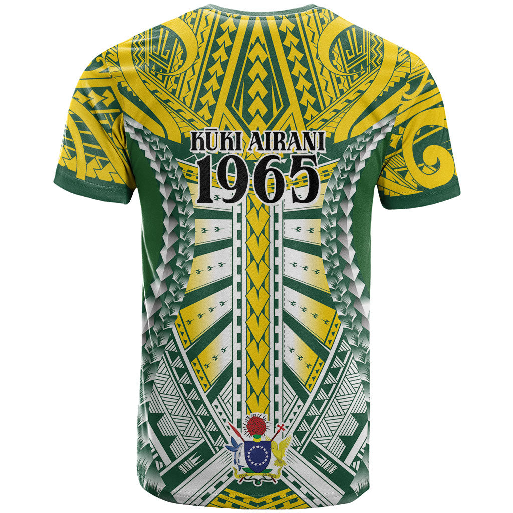 Cook Islands 1965 National Pride T Shirt Green Yellow Tribal Pattern LT9 - Polynesian Pride
