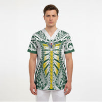 Cook Islands 1965 National Pride Scrub Top White Tribal Pattern LT9 - Polynesian Pride