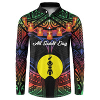 Personalised New Caledonia All Saints Day Button Sweatshirt Candle Light with Polynesian Style