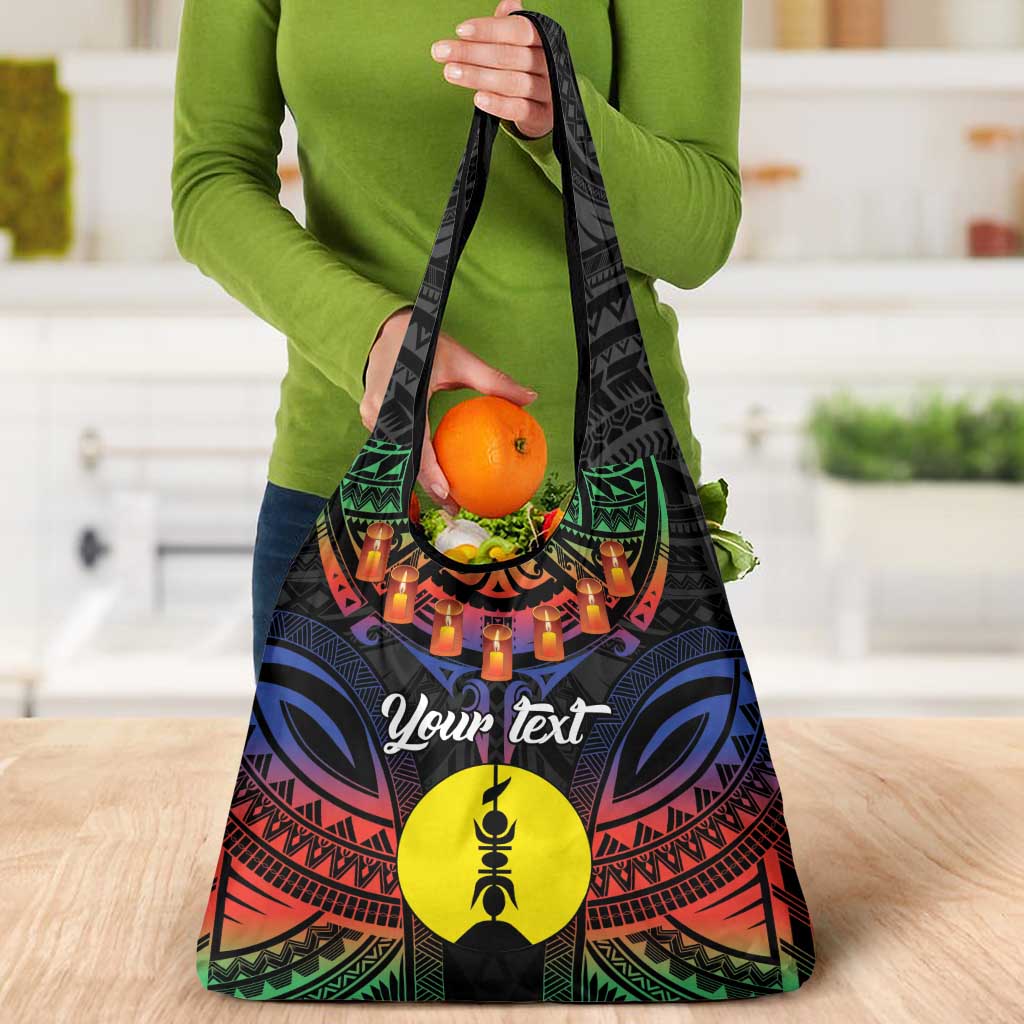 Personalised New Caledonia All Saints Day Grocery Bag Candle Light with Polynesian Style