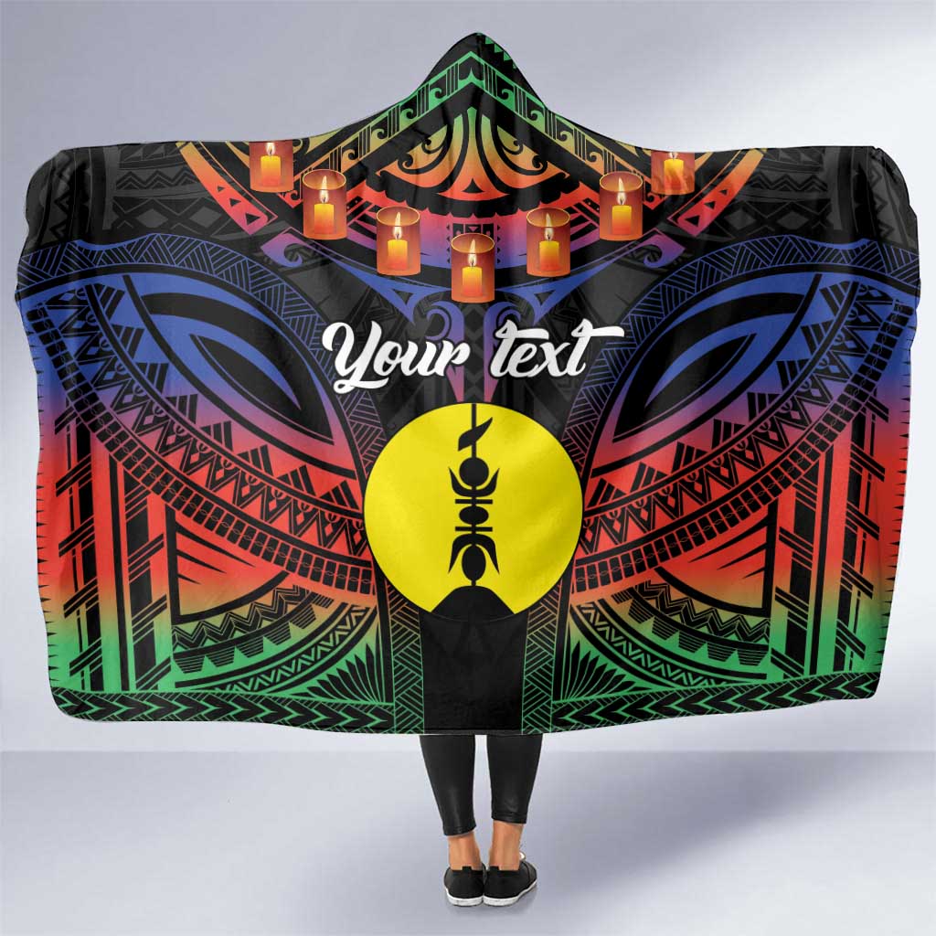 Personalised New Caledonia All Saints Day Hooded Blanket Candle Light with Polynesian Style