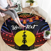 Personalised New Caledonia All Saints Day Round Carpet Candle Light with Polynesian Style