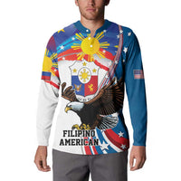 Personalized Filipino-American Button Sweatshirt The Eight-Rayed Sun with Bald Eagle
