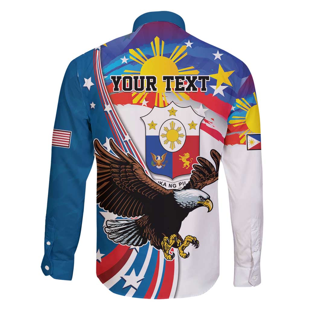 Personalized Filipino-American Family Matching Long Sleeve Bodycon Dress and Hawaiian Shirt The Eight-Rayed Sun with Bald Eagle LT9 - Polynesian Pride