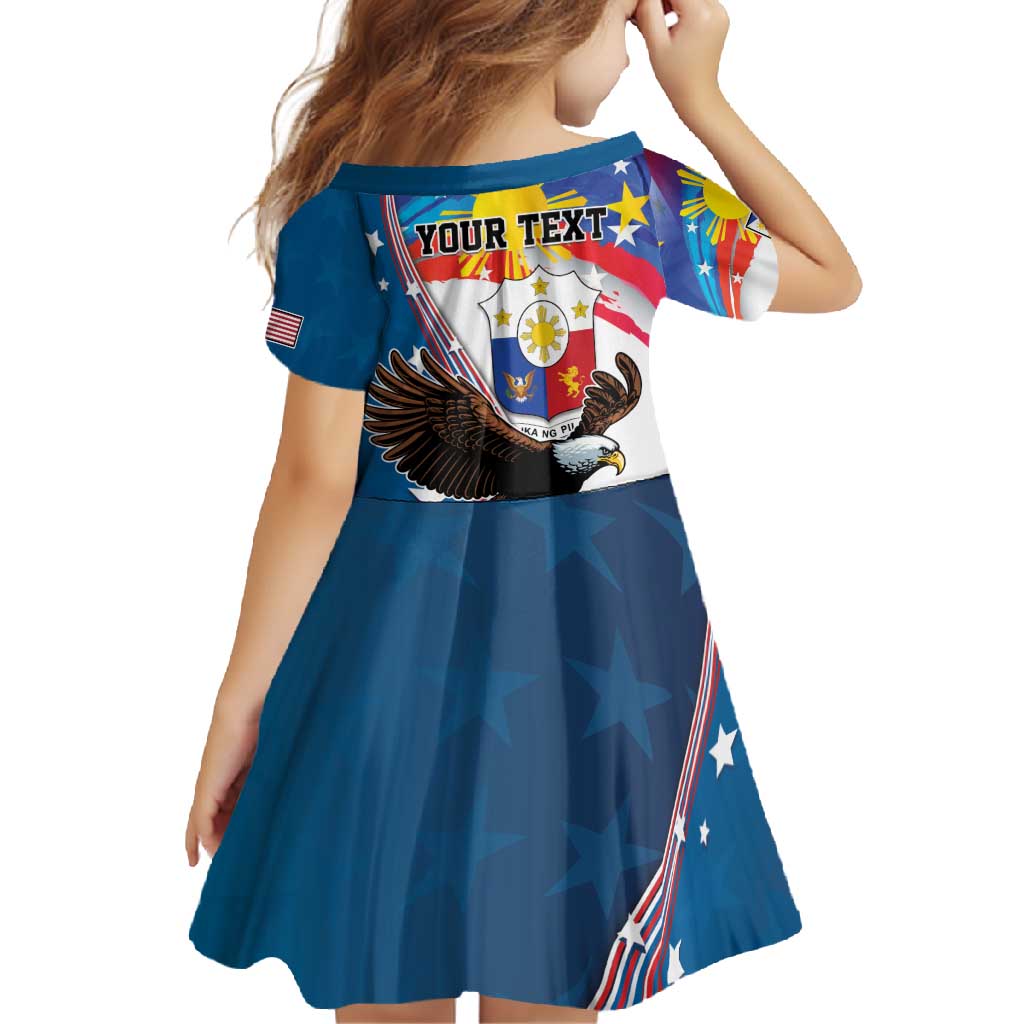 Personalized Filipino-American Family Matching Mermaid Dress and Hawaiian Shirt The Eight-Rayed Sun with Bald Eagle LT9 - Polynesian Pride