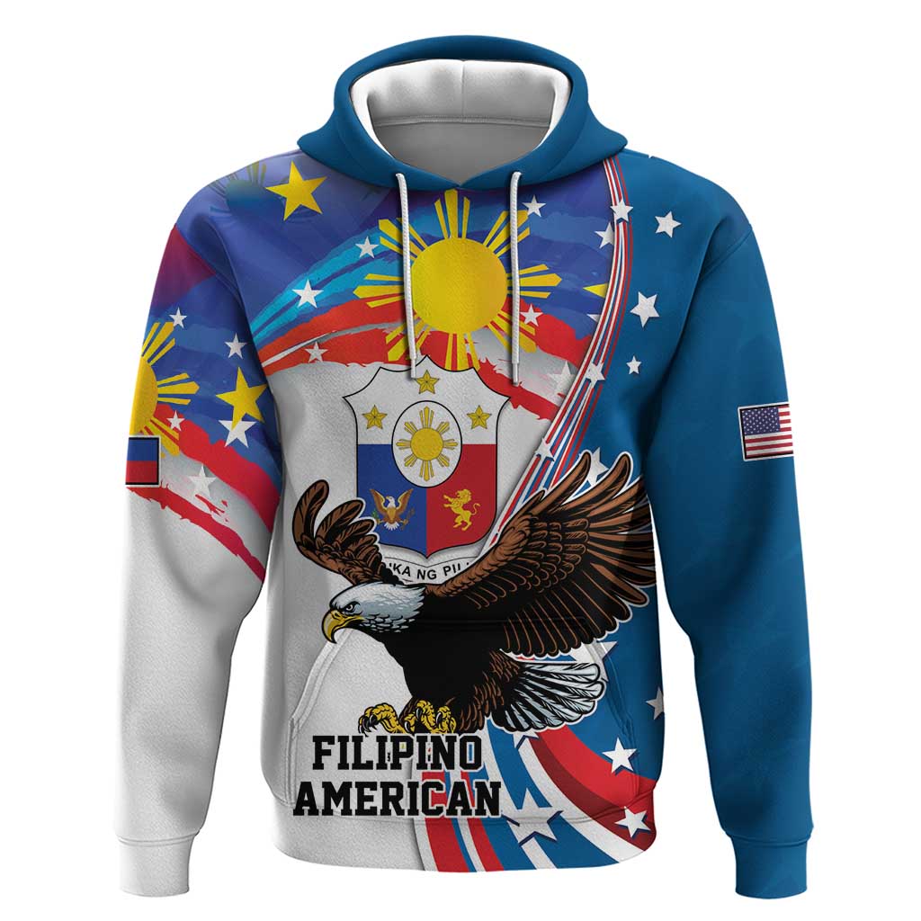 Personalized Filipino-American Hoodie The Eight-Rayed Sun with Bald Eagle