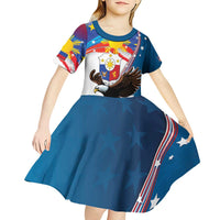 Personalized Filipino-American Kid Short Sleeve Dress The Eight-Rayed Sun with Bald Eagle