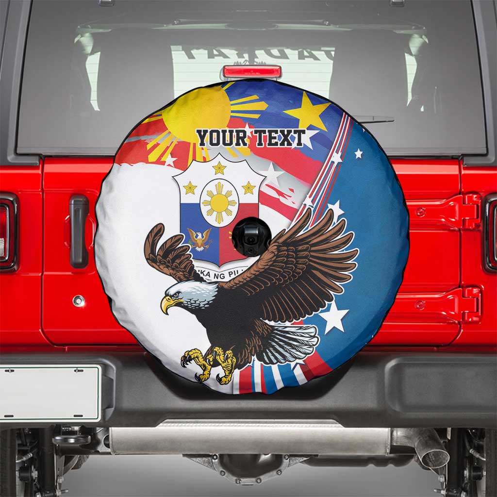 Personalized Filipino-American Spare Tire Cover The Eight-Rayed Sun with Bald Eagle