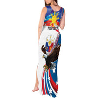 Personalized Filipino-American Tank Maxi Dress The Eight-Rayed Sun with Bald Eagle