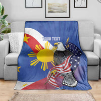 Personalized Filipino-American Blanket Philippines Coat Of Arms with Bald Eagle