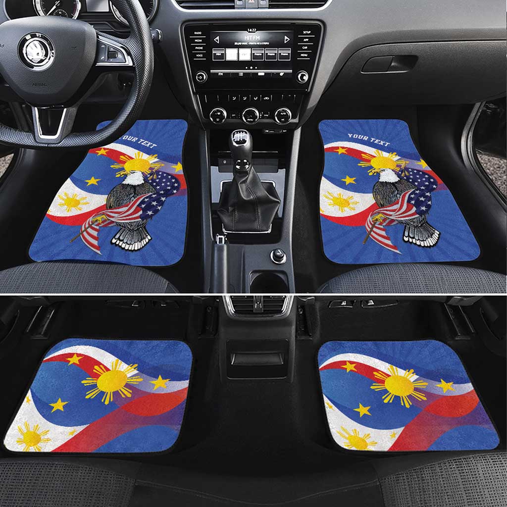 Personalized Filipino-American Car Mats Philippines Coat Of Arms with Bald Eagle