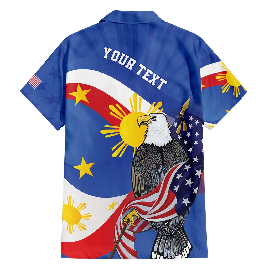 Personalized Filipino-American Family Matching Tank Maxi Dress and Hawaiian Shirt Philippines Coat Of Arms with Bald Eagle