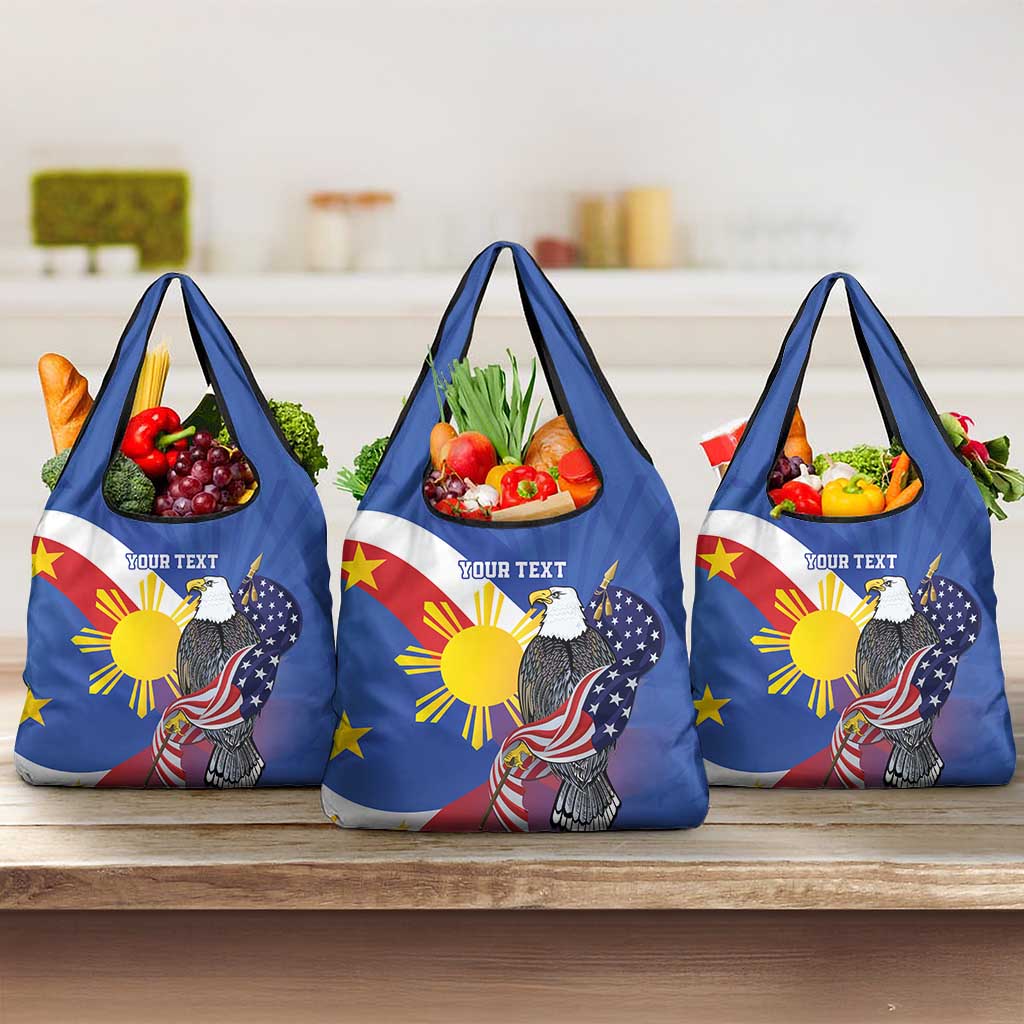 Personalized Filipino-American Grocery Bag Philippines Coat Of Arms with Bald Eagle