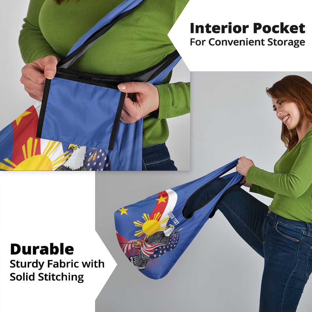 Personalized Filipino-American Grocery Bag Philippines Coat Of Arms with Bald Eagle