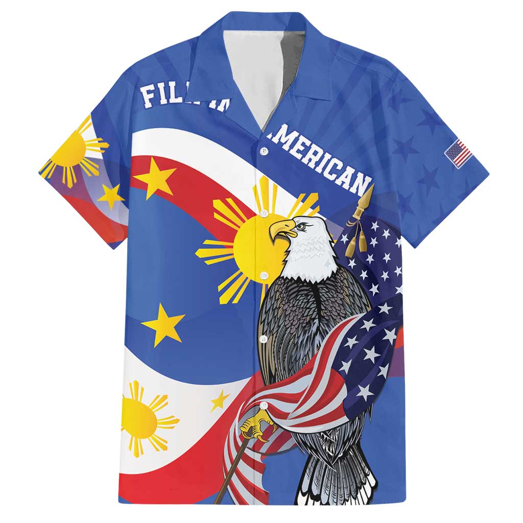 Personalized Filipino-American Hawaiian Shirt Philippines Coat Of Arms with Bald Eagle