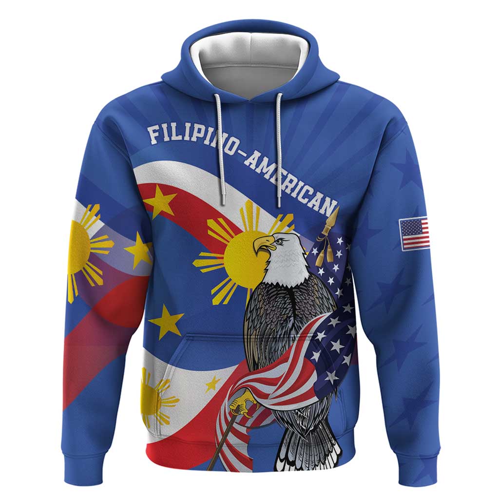 Personalized Filipino-American Hoodie Philippines Coat Of Arms with Bald Eagle