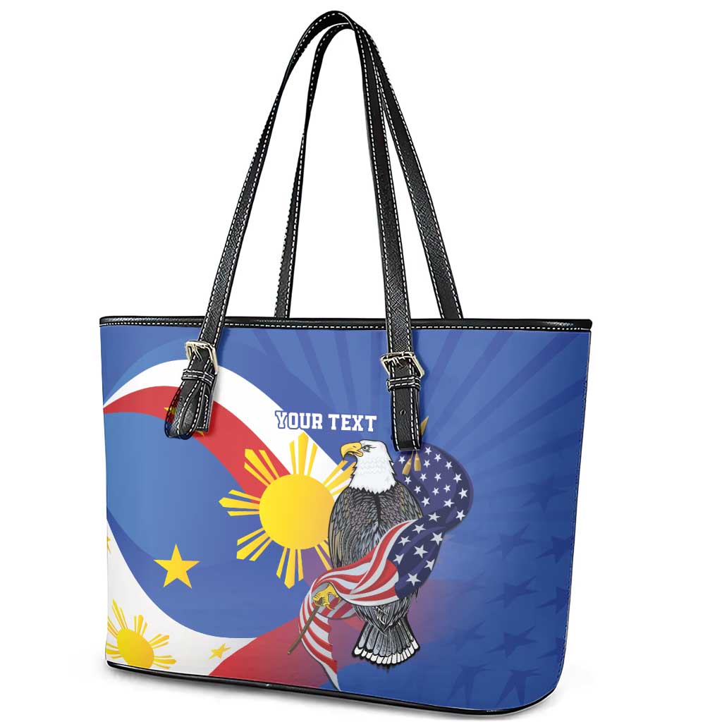 Personalized Filipino-American Leather Tote Bag Philippines Coat Of Arms with Bald Eagle