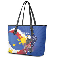 Personalized Filipino-American Leather Tote Bag Philippines Coat Of Arms with Bald Eagle
