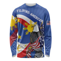 Personalized Filipino-American Long Sleeve Shirt Philippines Coat Of Arms with Bald Eagle