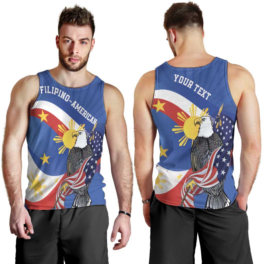 Personalized Filipino-American Men Tank Top Philippines Coat Of Arms with Bald Eagle