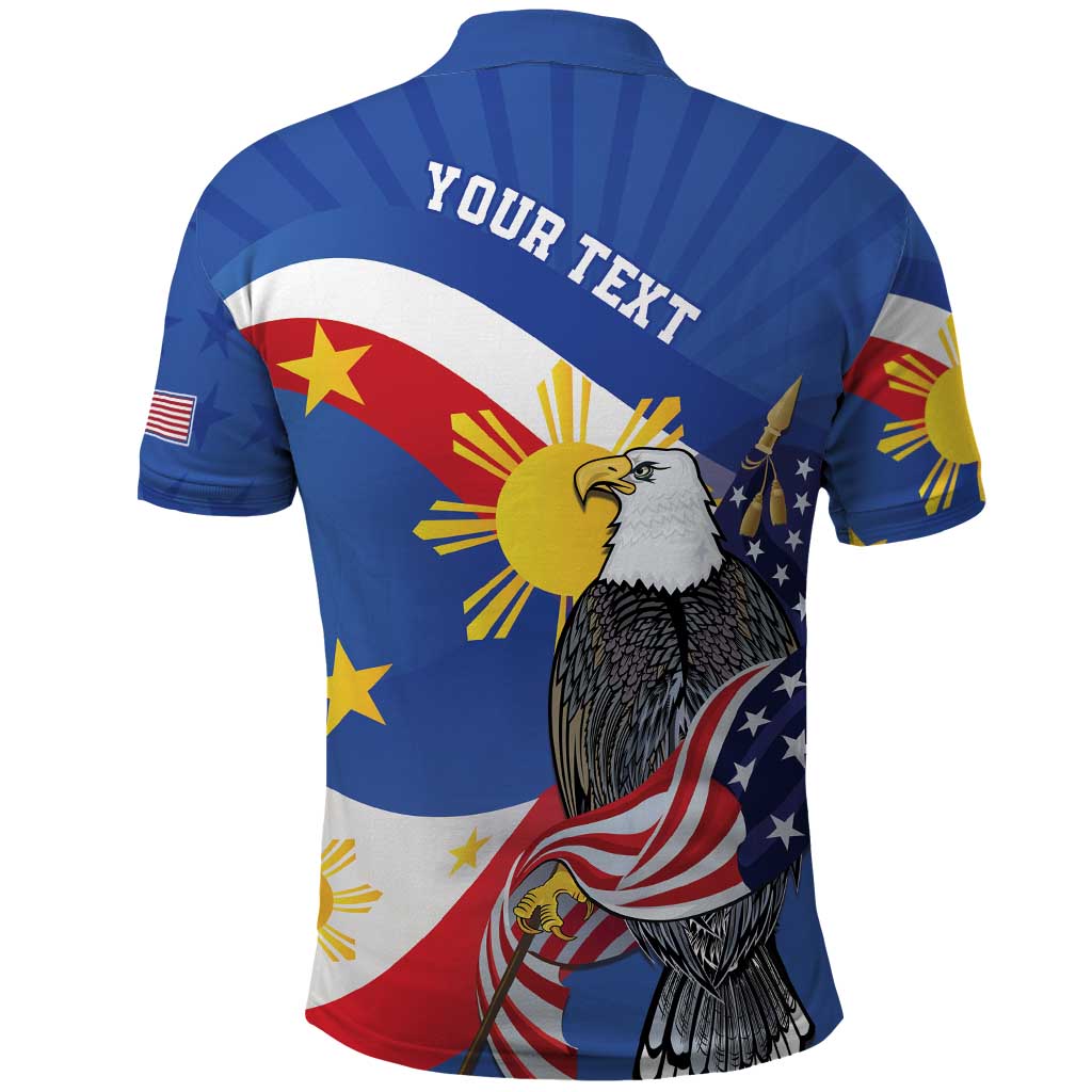 Personalized Filipino-American Polo Shirt Philippines Coat Of Arms with Bald Eagle LT9 - Polynesian Pride