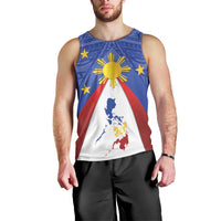 Personalized Pilipinas Eight-Rayed Sun Men Tank Top Philippines Map With Polynesian Style